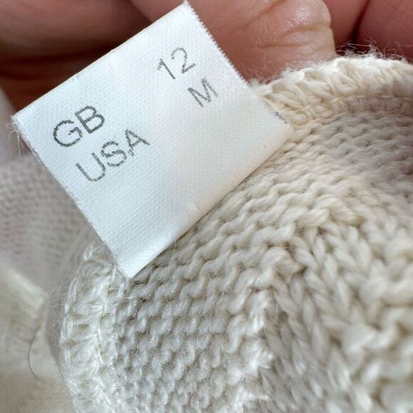 Vintage Gispa Cardigan Women Medium Cream Textured Merino Wool Blend Draped Open - Picture 4 of 9